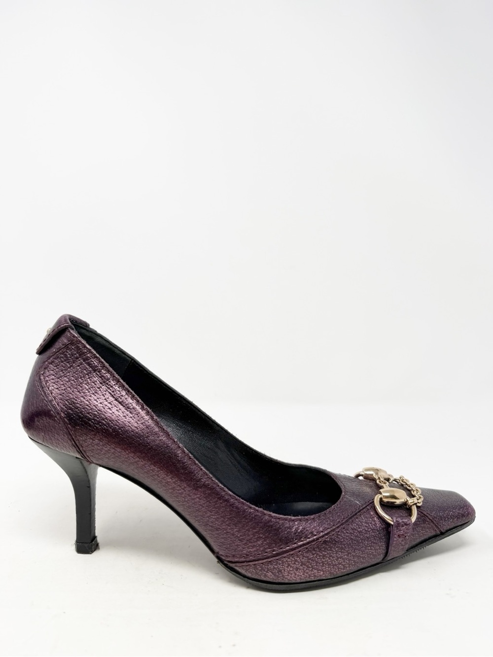 Gucci Horsebit Metallic Purple Heels Womens Size EU 36.5 - Picture 5 of 12